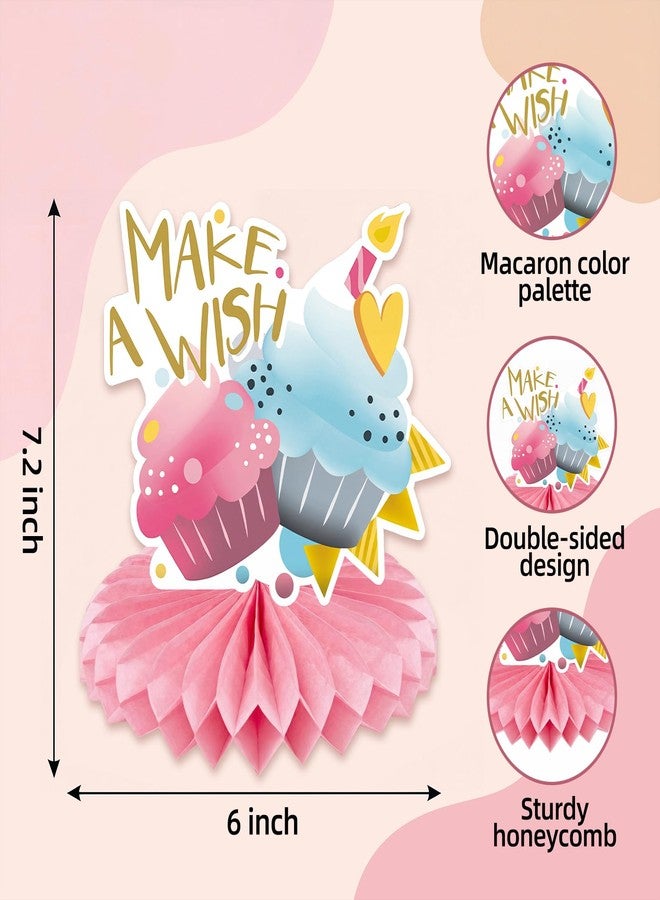 EUUBIRD 9 PCS 3D Honeycomb Birthday Decorations Set, Macaron Color Table Standing Centerpieces, Easy to Assemble Party Decor for Baby Showers & Gatherings - Image 2