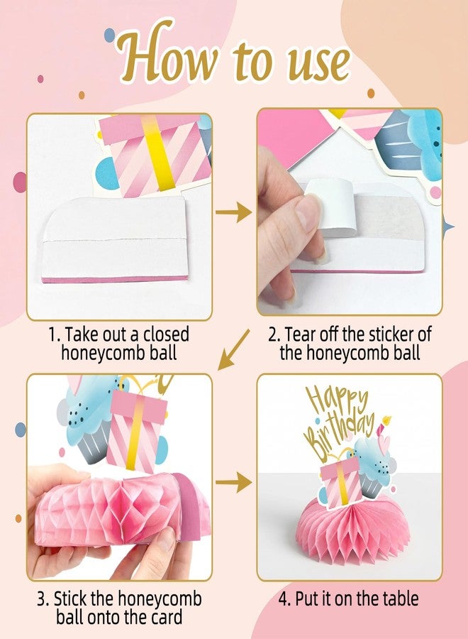 EUUBIRD 9 PCS 3D Honeycomb Birthday Decorations Set, Macaron Color Table Standing Centerpieces, Easy to Assemble Party Decor for Baby Showers & Gatherings - Image 3