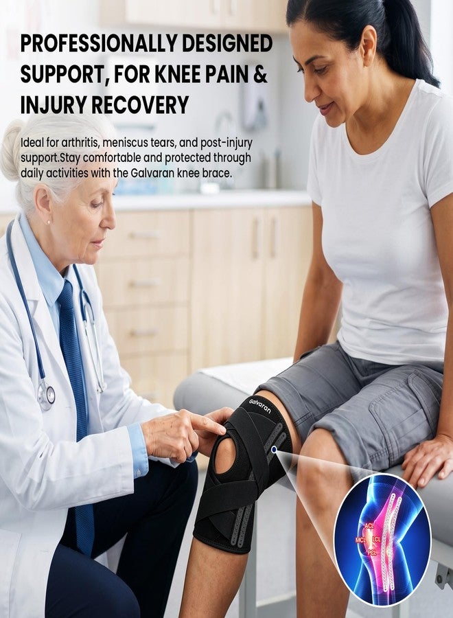 Galvaran Knee Brace for Men & Women - ACL, MCL, Meniscus Tear Support & Arthritis Pain Relief - Stabilizing Knee Braces Support with Side Stabilizers & Patella Gel Pad - Image 3
