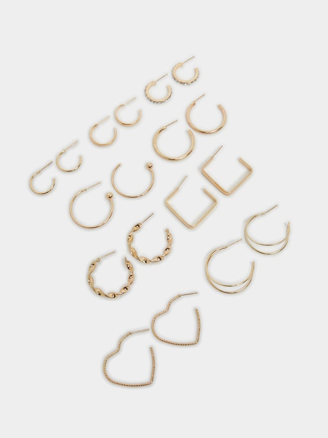 Styli Styli Set of 9 - Plain Half Hoop Earrings  - Image 3
