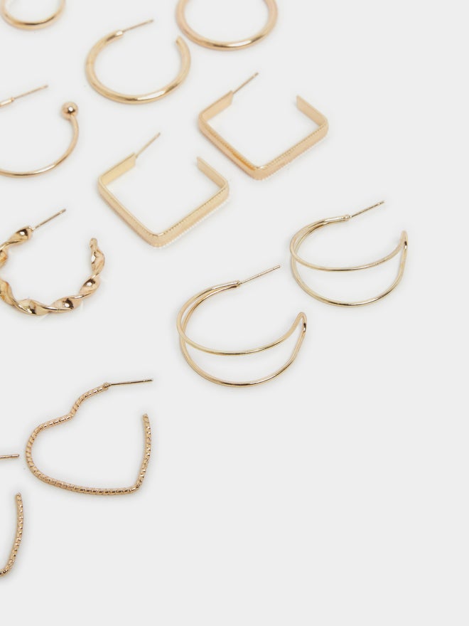 Styli Styli Set of 9 - Plain Half Hoop Earrings  - Image 4