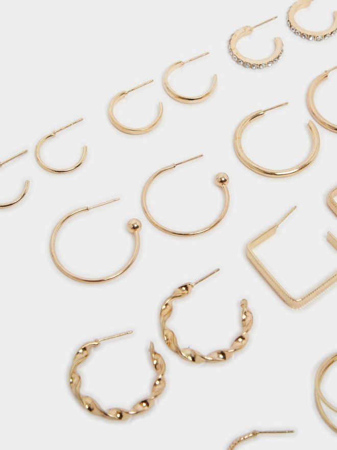 Styli Styli Set of 9 - Plain Half Hoop Earrings  - Image 5