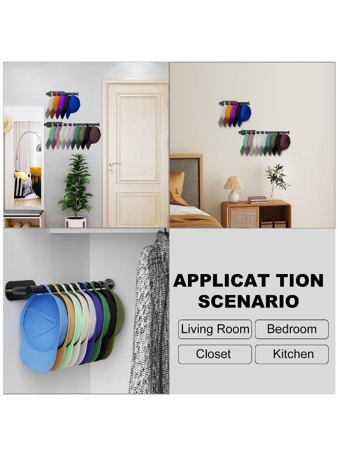 2 Pack Hat Racks for Baseball Caps, Retractable Hat Organizer Holder 20 Caps Stainless Steel Hat Storage Hooks Hanger Strong Adhesive Or Wall Drilled For Closet/Door/Living Room/Bedroom/Entryroom - Image 3