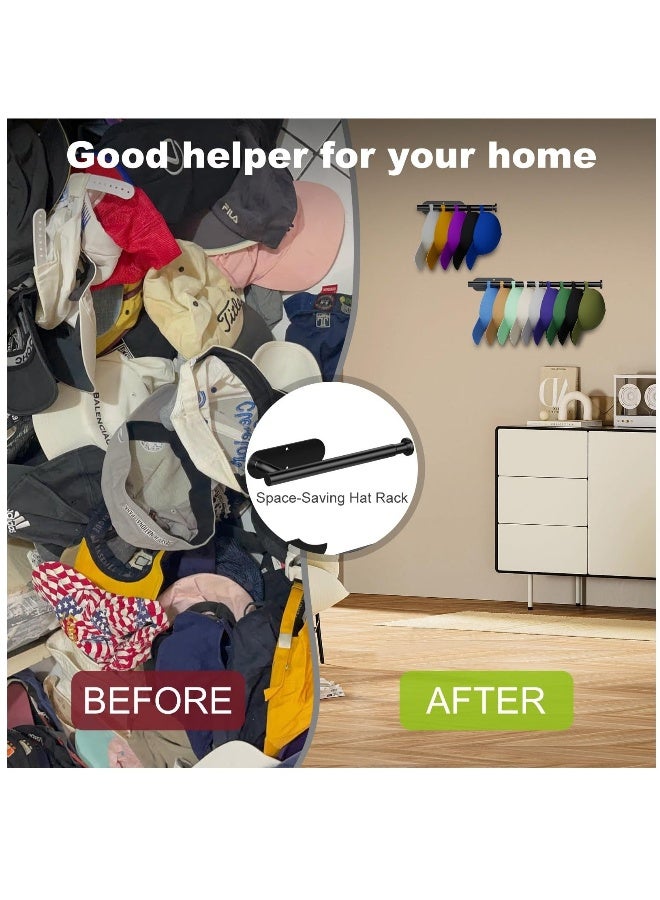 2 Pack Hat Racks for Baseball Caps, Retractable Hat Organizer Holder 20 Caps Stainless Steel Hat Storage Hooks Hanger Strong Adhesive Or Wall Drilled For Closet/Door/Living Room/Bedroom/Entryroom - Image 5