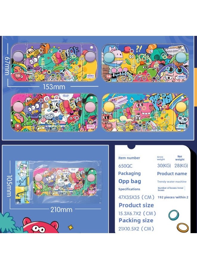 Gift Children's Dinosaur Ring Water Machine Toy Handheld Water Ring Game Machine Nostalgia Puzzle Game Chenghai-Color:650QC Tide Water Machine-double Bond OPP Bag (random Pattern) - Image 1