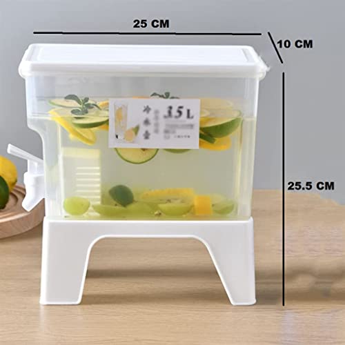 IMUU Drink Dispenser with Tap 3.5 liter BPA Free Plastic Drinks Dispenser Juice Water Dispenser with Dual Use Stand Fridge Jug Drinks Chiller Large Dispenser for Iced Juice Milk Lemonade (White ) - Image 2