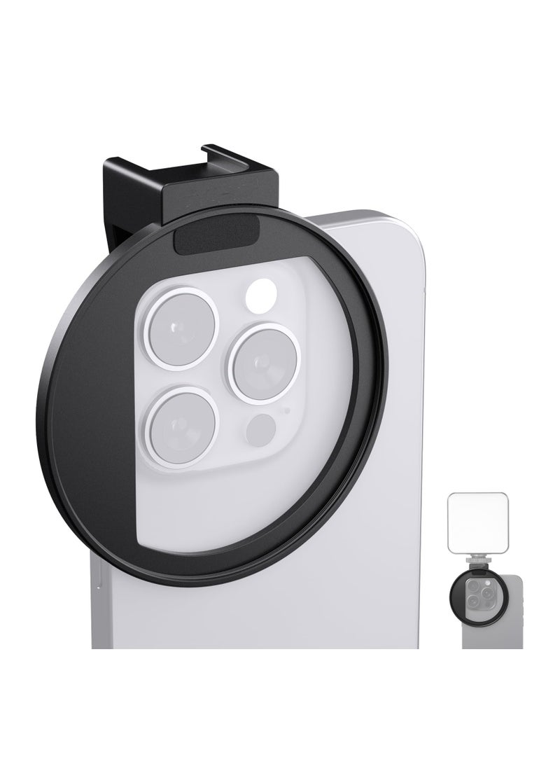 SYOSI Upgraded 67mm Phone Filter Mount Threaded Lens Filter Clip with Cold Shoe Mount, Upgraded Phone Clip, Compatible with iPhone 15 Pro Max 15 Plus 14 13 Samsung Galaxy S22 S23 Ultra, LA006 - Image 1