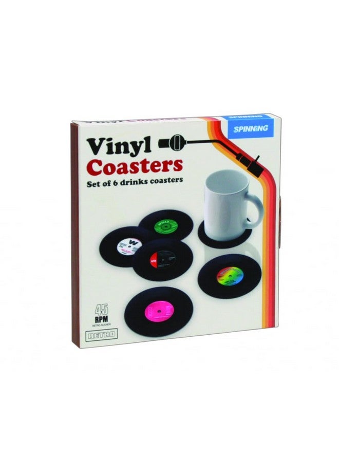 Gift Republic Retro Vinyl Coasters, Cool Drinks Coasters, Great Housewarming Gift, Music Lovers Gift Idea - Image 1
