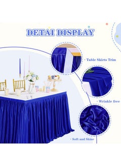 QueenDream 9ft Royal Blue Polyester Table Skirt - Polyester Table Skirt for Teacher Desk for Baby Shower Birthday Party Graduation Banquet Decorations  - Image 5