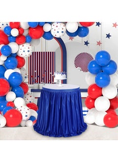 QueenDream 9ft Royal Blue Polyester Table Skirt - Polyester Table Skirt for Teacher Desk for Baby Shower Birthday Party Graduation Banquet Decorations  - Image 4