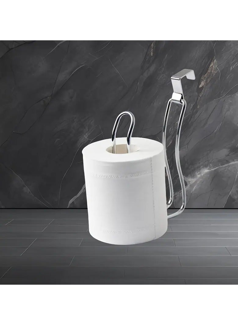 Toilet Paper Holder with Polished Finish - Multifunctional Hanging Rack for Bathroom and Toilet, Paper Roll Organizer with Household Storage Display Hook  - Image 1