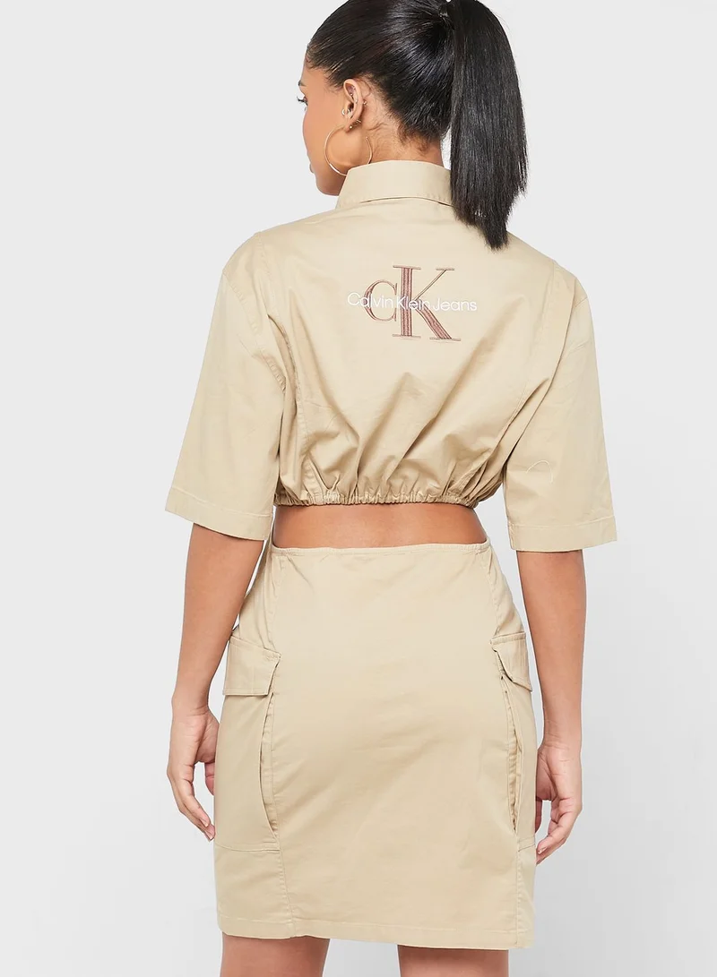 Calvin Klein Jeans Pocket Cut Out Detail Dress