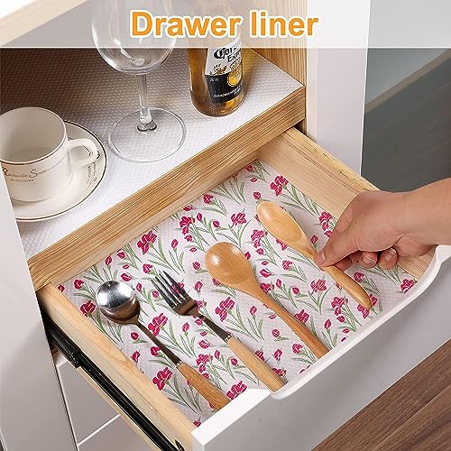 Vocal Store Polyvinyl Chloride Kitchen Drawer/Cabinet Shelf Mat|Pvc Material|Adjustable Size 10 Mtr Roll, Standard, Green - Cdoj-P15-10M, Floral, Multicolor - Image 3