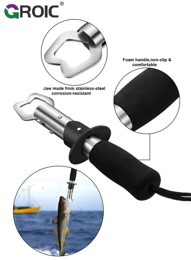 GROIC 5 Pcs Fishing Tool Kit, Fishing Pliers, Fish Lip Gripper or Fish Scale Combo Saltwater Resistant Fishing Tools, Fishing Gear with Rubber Handle, Lanyard Fish Hook Separator for Saltwater Freshwater - Image 3