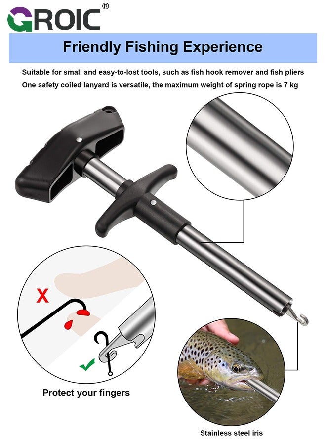 GROIC 5 Pcs Fishing Tool Kit, Fishing Pliers, Fish Lip Gripper or Fish Scale Combo Saltwater Resistant Fishing Tools, Fishing Gear with Rubber Handle, Lanyard Fish Hook Separator for Saltwater Freshwater - Image 2