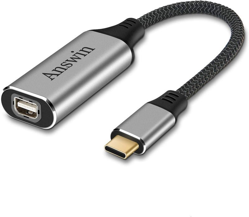 Answin USB C to Mini Displayport (4K@60Hz), Thunderbolt 3 to Mini DisplayPort Adapter for iPhone 15/16/17 Series, M2-M4 MacBook, MacBook Air/Pro 2019-2025, Galaxy S15-S25, Steam Deack and Rog Ally - Image 1