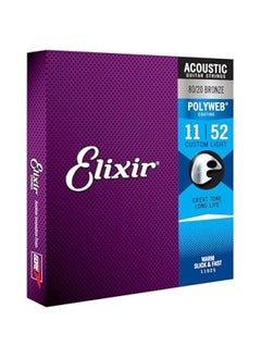 ELIXIR Strings, Acoustic Guitar Strings, 80/20 Bronze with POLYWEB Coating, Longest-Lasting Warm Tone with Comfortable Feel, 6 String Set, Custom Light 11-52  - Image 1