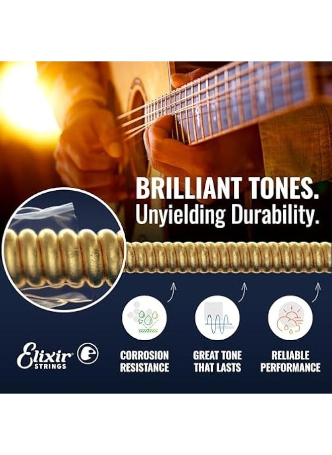 ELIXIR - Strings, Acoustic Guitar Strings, 80/20 Bronze with POLYWEB Coating, Longest-Lasting Warm Tone with Comfortable Feel, 6 String Set, Custom Light 11-52 - Image 1
