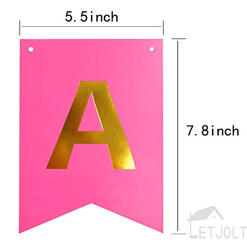 Letjolt Roseo Pink Happy Birthday Banner Signs Golden Sparkle Funny Birthday Party Supplies for Girls Party Decorations Nursery Decorations 13 Pieces - Image 4