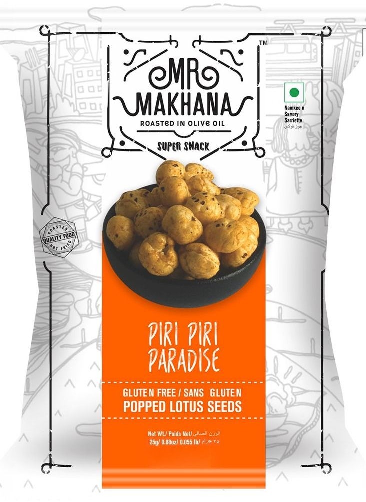 Mr Makhana Piri Piri Paradise Popped Lotus Seeds 25g  - Image 1