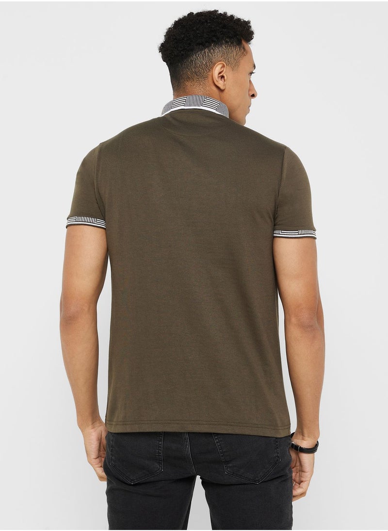 BRAVE SOUL - Brave Soul Jersey Polo With Split Hem Side - Image 1