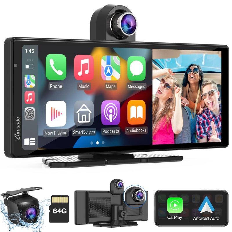 Carpuride W903 Wireless Carplay & Android Auto with Dash Cam - 9.3" HD IPS Touch Car Play Screen for Car, 4K Front & 1080P Rear Camera, Loop Recording, Bluetooth Audio, Mirror Link, GPS, Siri - Image 1