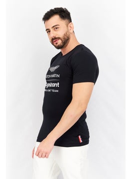 Aston Martin Men Crew Neck Short Sleeves Graphic T-Shirt, Black  - Image 3