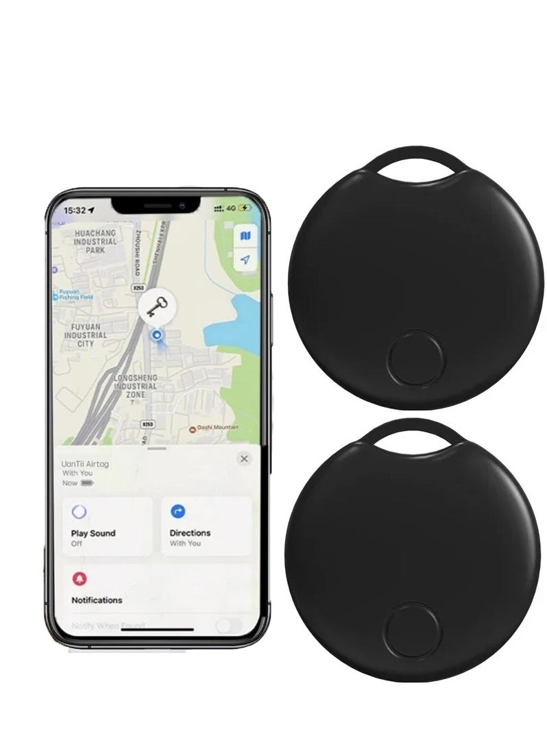 UanTii - Smart Finder Bluetooth Tacker Smart AirTag Anti Lose Reminder key Finder Works with IOS Find My App (Black-2pcs) - Image 1
