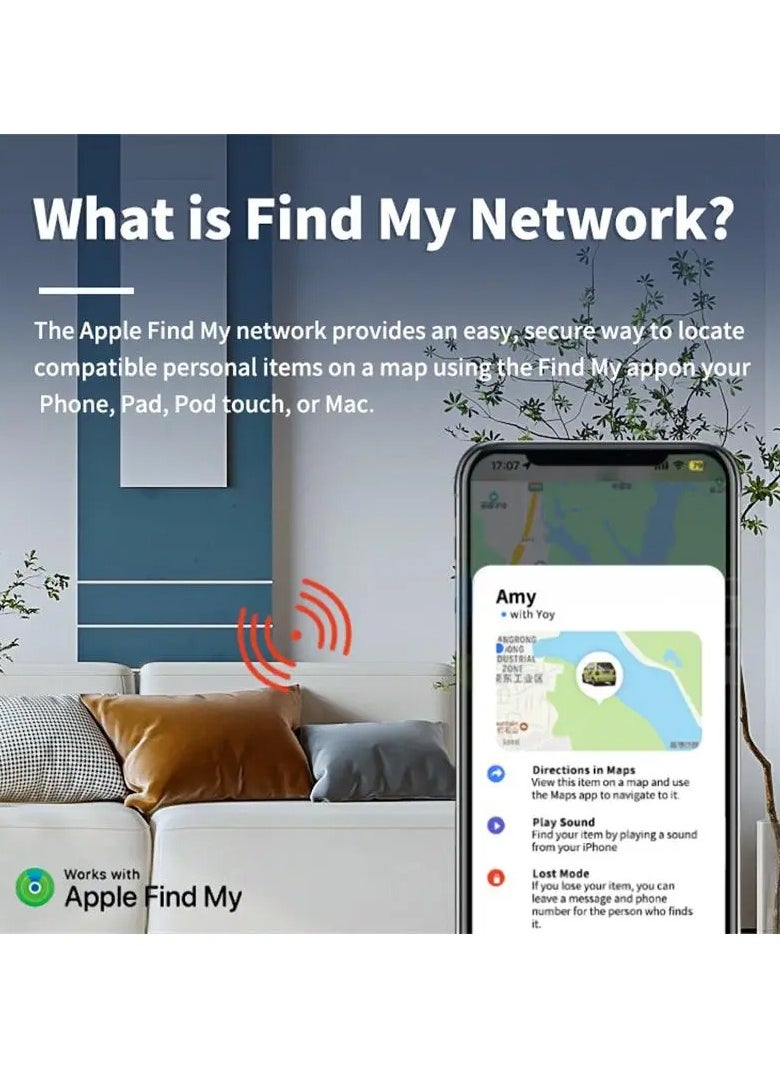 UanTii - Smart Finder Bluetooth Tacker Smart AirTag Anti Lose Reminder key Finder Works with IOS Find My App (Black-2pcs) - Image 1