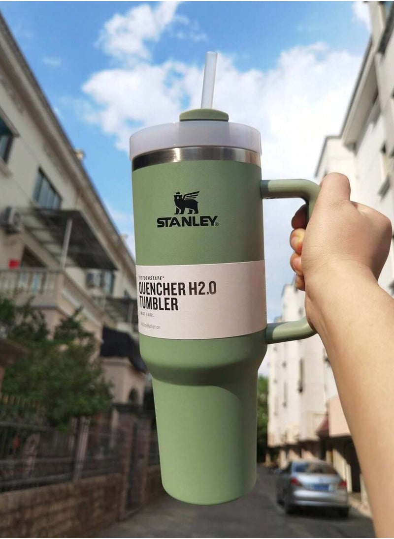 Stanley - STANLEY QUENCHER H2.0 1pc 40 Oz Extra Large Capacity Tumbler With Handle And Straw Lid Stainless Steel Insulated Car Travel Mug Iced Coffee Cup Outdoor Sports Drink Mug Office Cup - Image 1