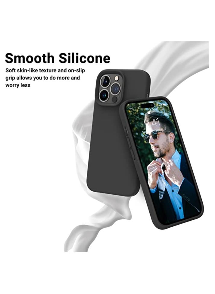 Delivus iPhone 14 Pro Max Case Silicone Cover Soft Liquid Gel Rubber Cover Anti-Scratch Anti-Fingerprint Anti-Drop (Black) - Image 2