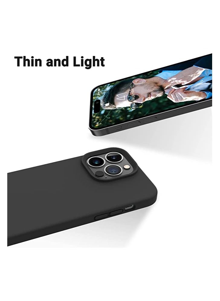 Delivus iPhone 14 Pro Max Case Silicone Cover Soft Liquid Gel Rubber Cover Anti-Scratch Anti-Fingerprint Anti-Drop (Black) - Image 3