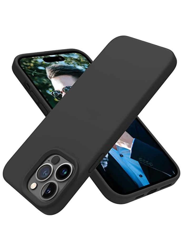 Delivus iPhone 14 Pro Max Case Silicone Cover Soft Liquid Gel Rubber Cover Anti-Scratch Anti-Fingerprint Anti-Drop (Black) - Image 1