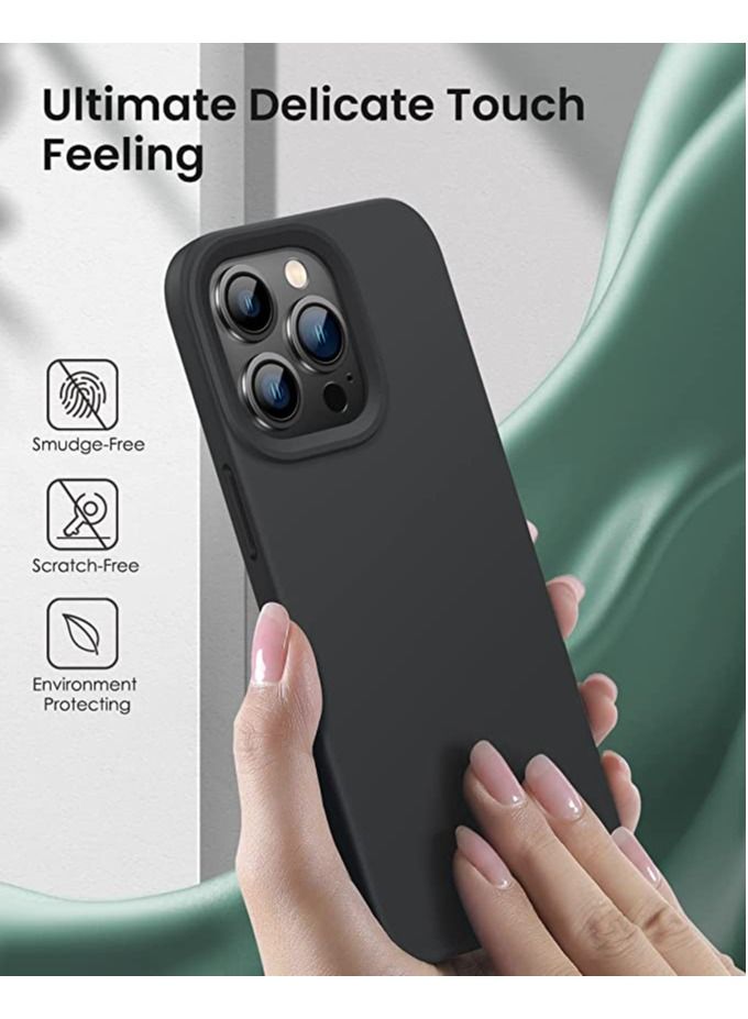 Delivus iPhone 14 Pro Max Case Silicone Cover Soft Liquid Gel Rubber Cover Anti-Scratch Anti-Fingerprint Anti-Drop (Black) - Image 5