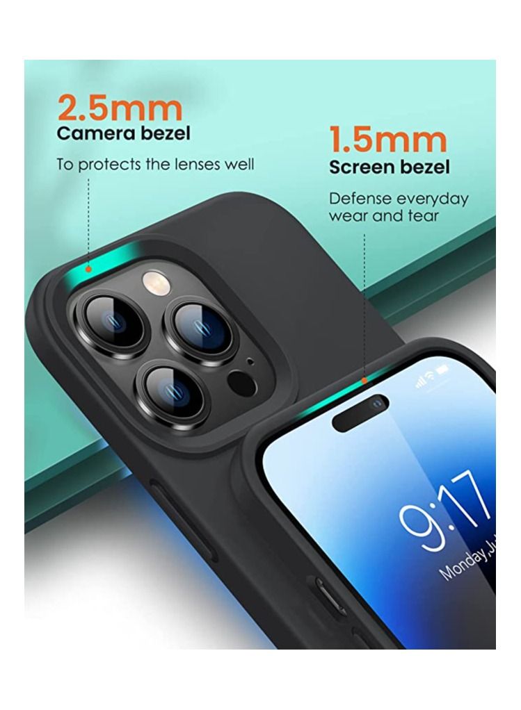 Delivus iPhone 14 Pro Max Case Silicone Cover Soft Liquid Gel Rubber Cover Anti-Scratch Anti-Fingerprint Anti-Drop (Black) - Image 4
