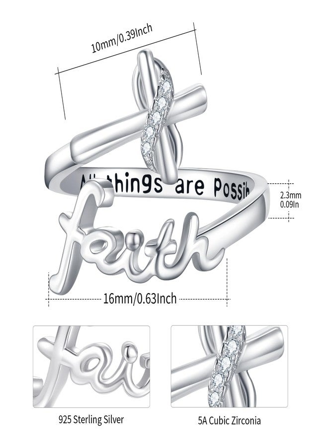 Cuoka Infinity Cross Faith Ring,Sterling Silver Adjustable Open Faith Cross Religious Ring Christian Inspiring Incentive Jewerly for Women(Infinity Cross Faith Ring) - Image 2