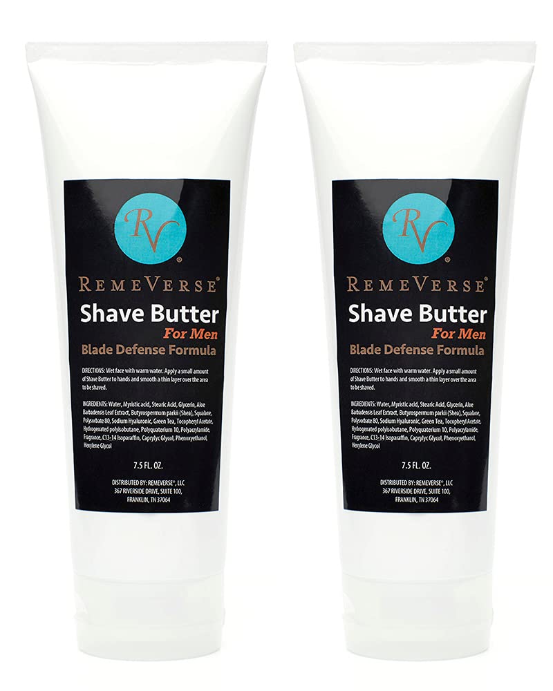 Shave Butter for Men by RemeVerse Shaving Butter That Fights Nicks Cuts Ingrown Hairs And Razor Burn 75 ounces 2 pack