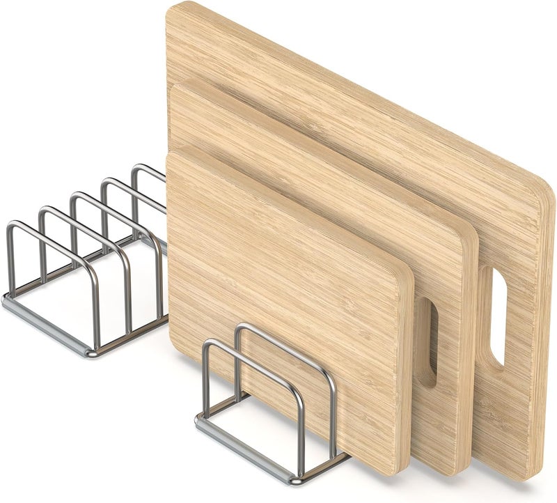 KORRTFID Cutting Board Holder Stand, 2PSC Board Storage Rack, Organizer, 304 Stainless Steel Holder, Cookie Sheets Organizer (1.0 Inch Width Slots) - Image 1