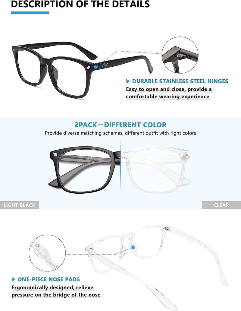 livho High Tech Blue Light Glasses - Advanced 99% Blue Light Blocking Computer Glasses - Anti Eyestrain & UV Glare Protection - Image 3