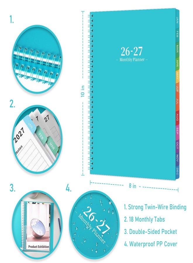 Shoparr 2026-2027 Monthly Planner/Calendar - Academic Planner 2026-2027, JUL 2026 - DEC 2027, 18-Month Planner with Colorful Tabs, 26-27 Calendar Planner for Daily Organizing - Waterproof Cover (8" x10", Monthly Pages & Notes, Blue) - Image 2