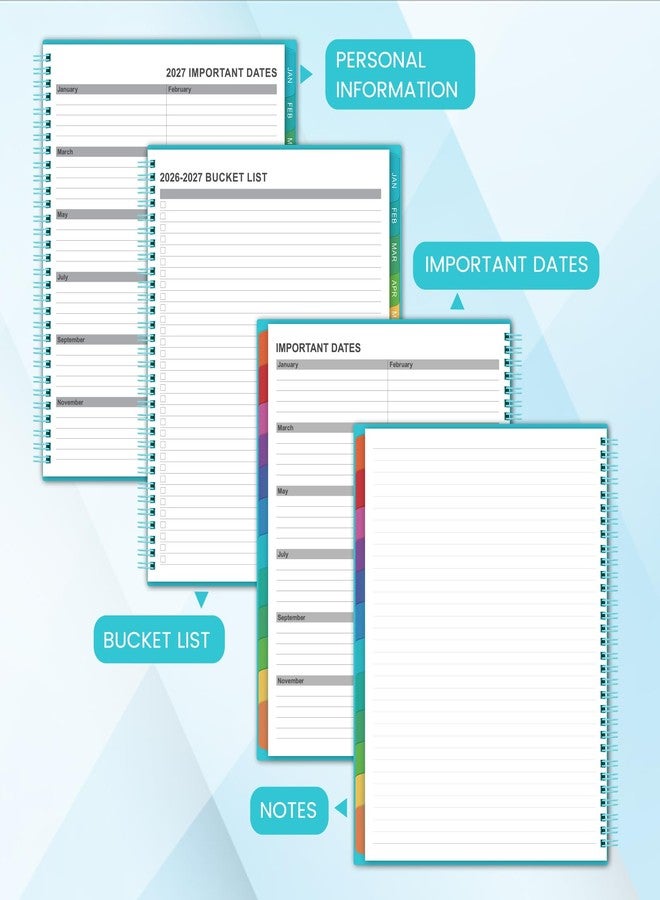 Shoparr 2026-2027 Monthly Planner/Calendar - Academic Planner 2026-2027, JUL 2026 - DEC 2027, 18-Month Planner with Colorful Tabs, 26-27 Calendar Planner for Daily Organizing - Waterproof Cover (8" x10", Monthly Pages & Notes, Blue) - Image 4