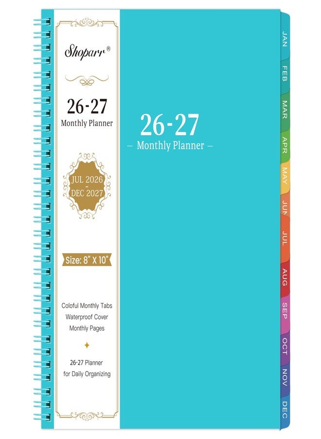 Shoparr 2026-2027 Monthly Planner/Calendar - Academic Planner 2026-2027, JUL 2026 - DEC 2027, 18-Month Planner with Colorful Tabs, 26-27 Calendar Planner for Daily Organizing - Waterproof Cover (8" x10", Monthly Pages & Notes, Blue) - Image 1