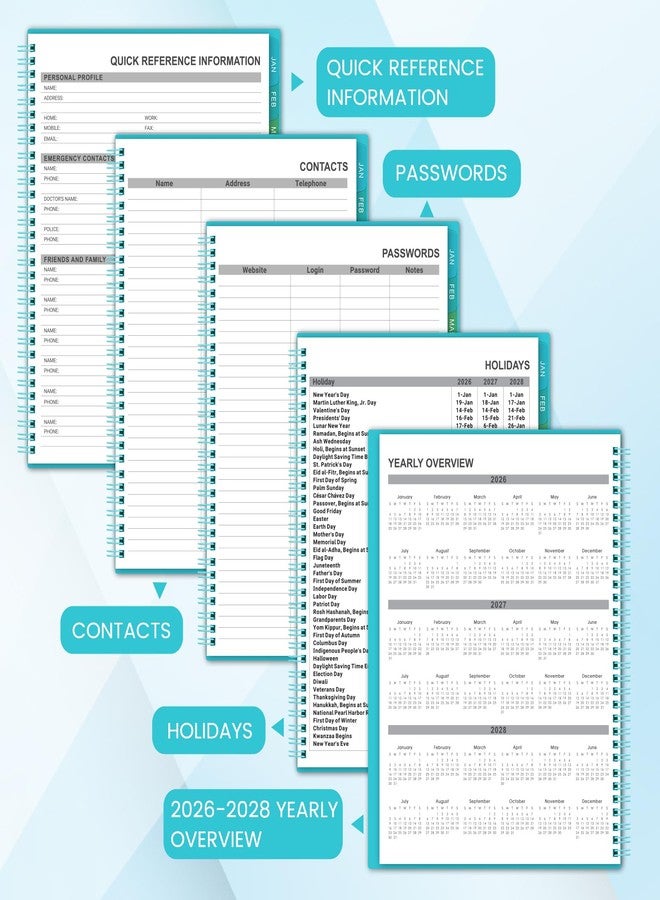 Shoparr 2026-2027 Monthly Planner/Calendar - Academic Planner 2026-2027, JUL 2026 - DEC 2027, 18-Month Planner with Colorful Tabs, 26-27 Calendar Planner for Daily Organizing - Waterproof Cover (8" x10", Monthly Pages & Notes, Blue) - Image 5