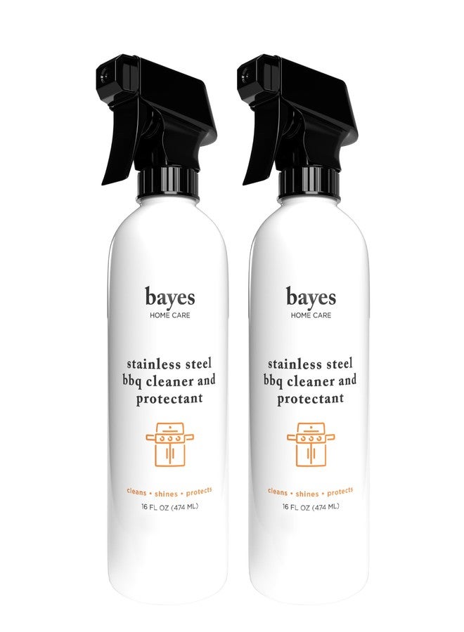 Bayes High-Performance Stainless Steel BBQ Exterior Cleaner and Protectant - Cleans, Shines and Protects Stainless Steel Barbecue Surfaces, Shields from Outdoor Elements - 16 oz, 2-Pack - Image 1