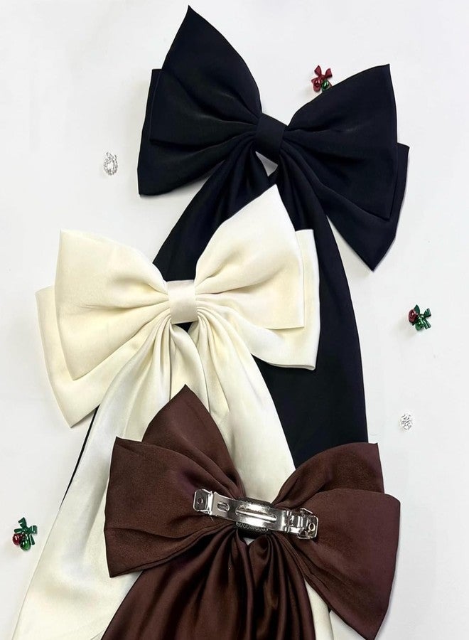 ANNACREATIONS ANNA CREATIONS 8 Pcs Large Satin Bow Hair Barrette Clips for Women & Girls - Strong Hold, Long Tail Hair Accessories for Parties, Weddings Wear & Gifting (Multicolor) - Image 3