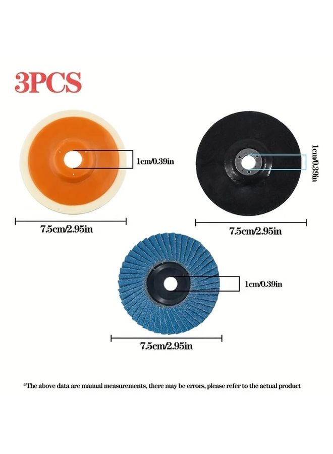 75mm Mini Angle Grinder Polishing Kit With Blind Wheel Wool Polishing Wheel And Sanding Sheet - Image 1