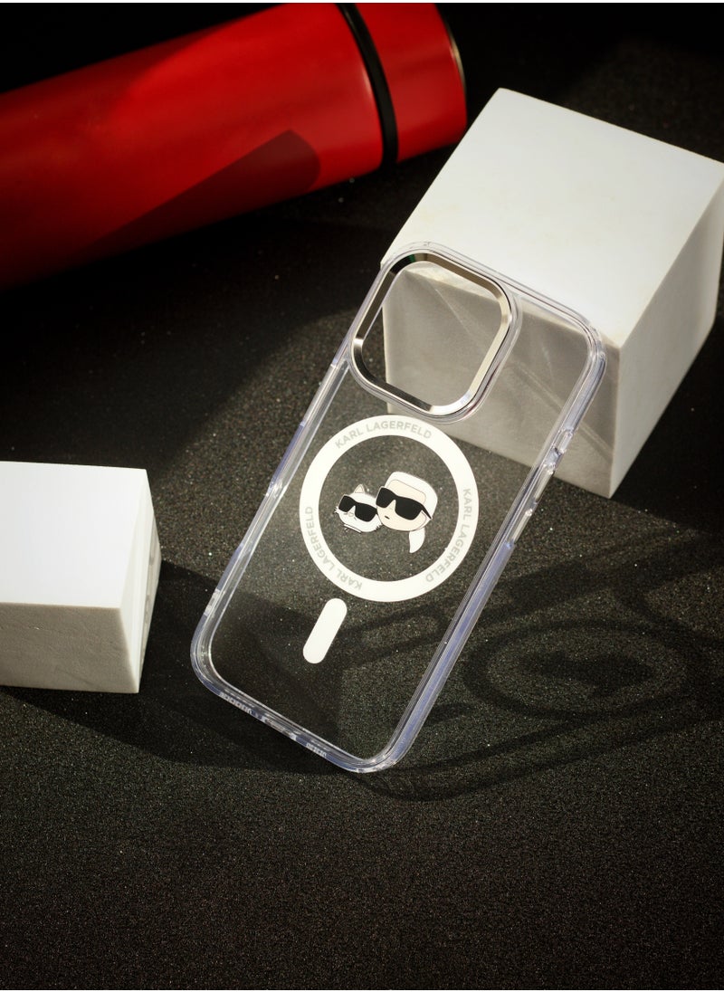 iPhone 16 Pro Case, supports wireless charging MagSafe, transparent with original logo and design approved by the global brand (KARL LAGERFELD). From CG Mobile.
