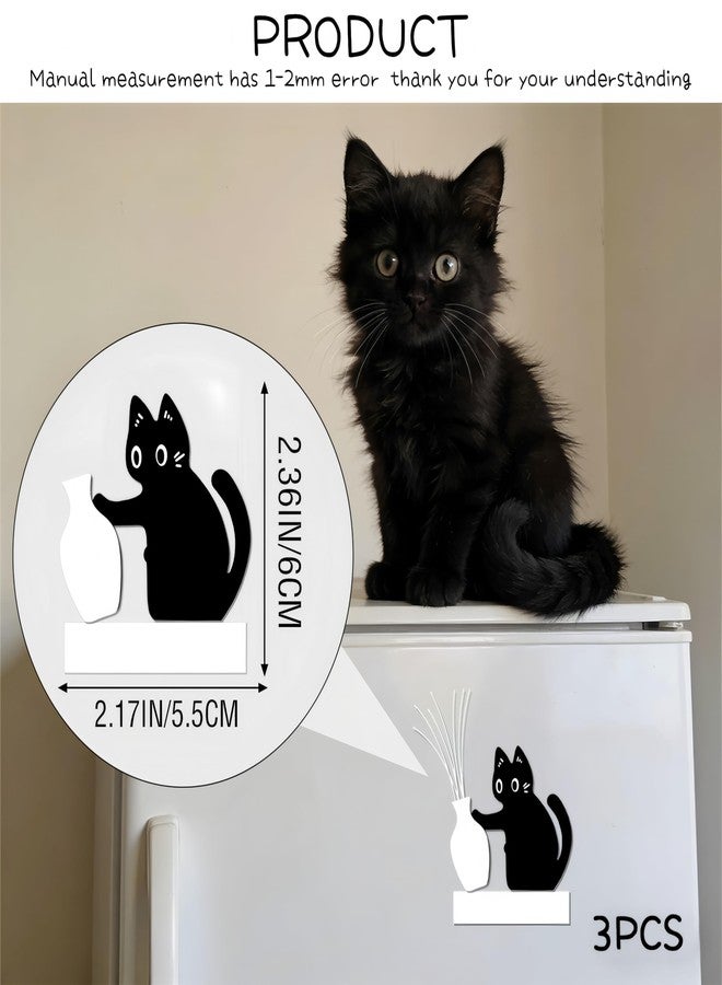 BADAO 3PCS Cat Whisker Holder,Acrylic Cat Whisker Vase Keepsake Magnet,Funny Cat Magnets for Refrigerator,Cat Fur Keepsake,Pet Memorial Decor Black Cat Fridge Magnets Decor Cats Lover Gift for Home&Kitchen - Image 2