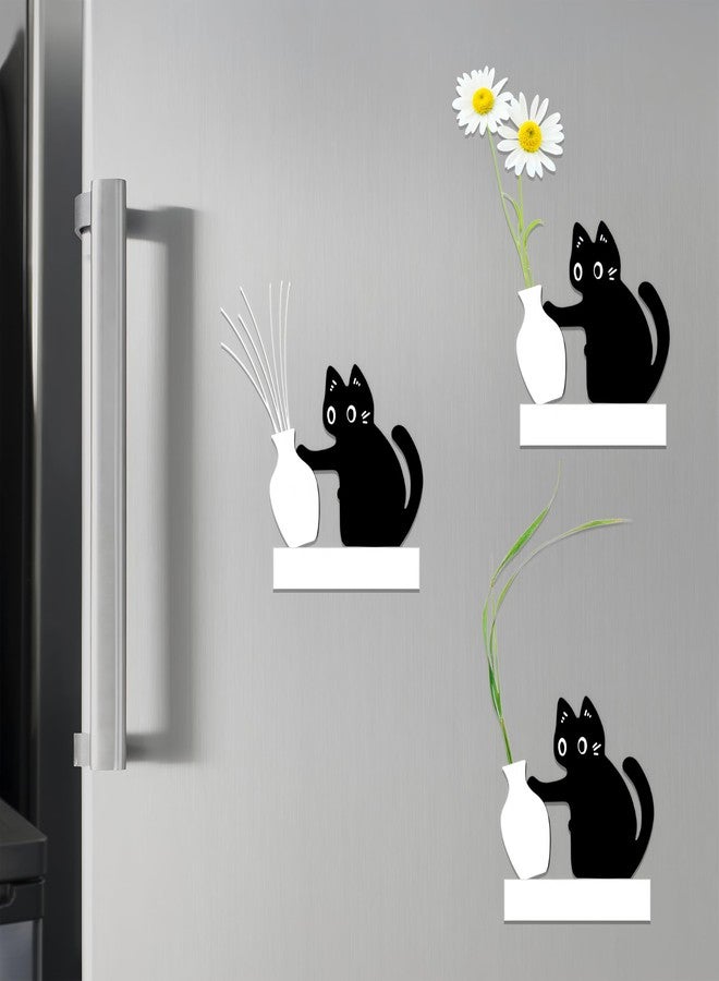 BADAO 3PCS Cat Whisker Holder,Acrylic Cat Whisker Vase Keepsake Magnet,Funny Cat Magnets for Refrigerator,Cat Fur Keepsake,Pet Memorial Decor Black Cat Fridge Magnets Decor Cats Lover Gift for Home&Kitchen - Image 4