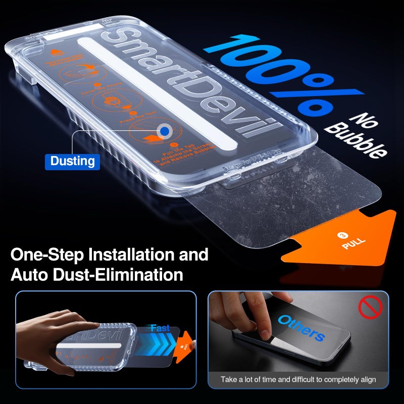 SMARTDEVIL 2 Pack Tempered Glass for iPhone 17 Privacy Screen Protector, Military-Grade Shatterproof Protection, 9H Hardness, Anti-Spy Privacy Film, Auto Dust Removal, Bubble Free - Image 4